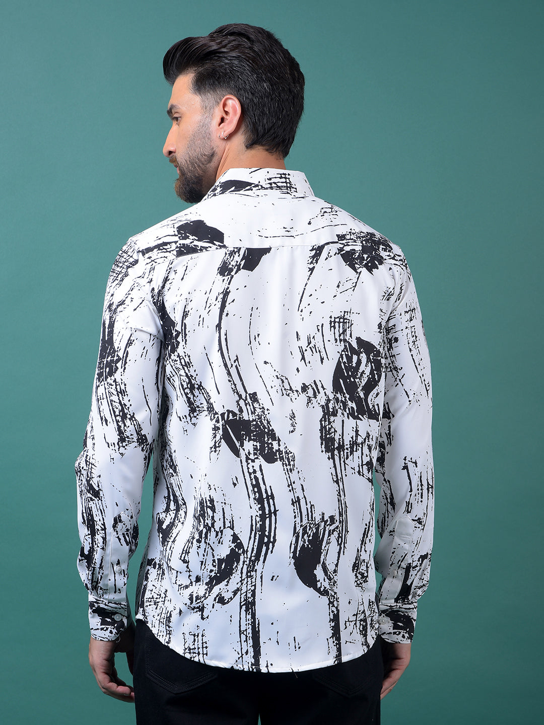 Black Abstract Print Shirt-Men Shirts-Crimsoune Club