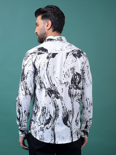 Black Abstract Print Shirt-Men Shirts-Crimsoune Club