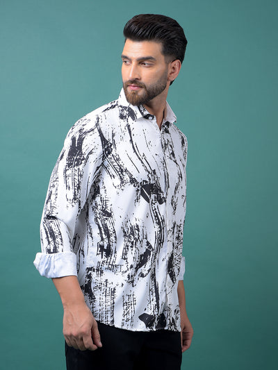 Black Abstract Print Shirt-Men Shirts-Crimsoune Club
