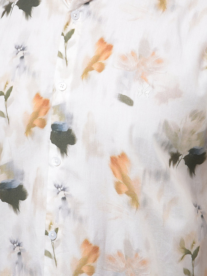 Peach Floral Print Shirt-Men Shirts-Crimsoune Club