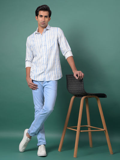 Blue Printed Shirt-Men Shirts-Crimsoune Club