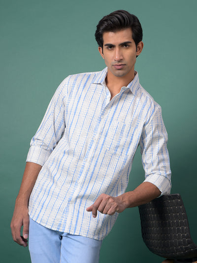 Blue Printed Shirt-Men Shirts-Crimsoune Club