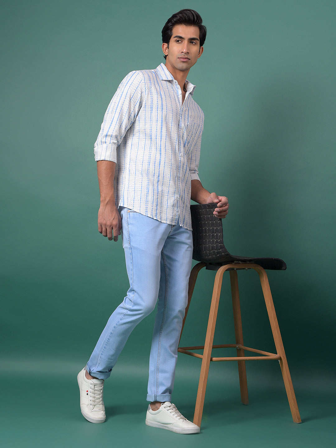 Blue Printed Shirt-Men Shirts-Crimsoune Club
