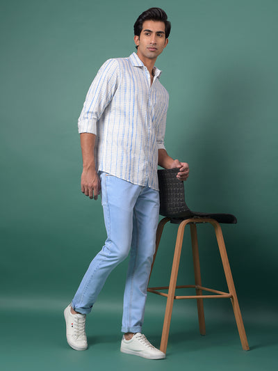Blue Printed Shirt-Men Shirts-Crimsoune Club