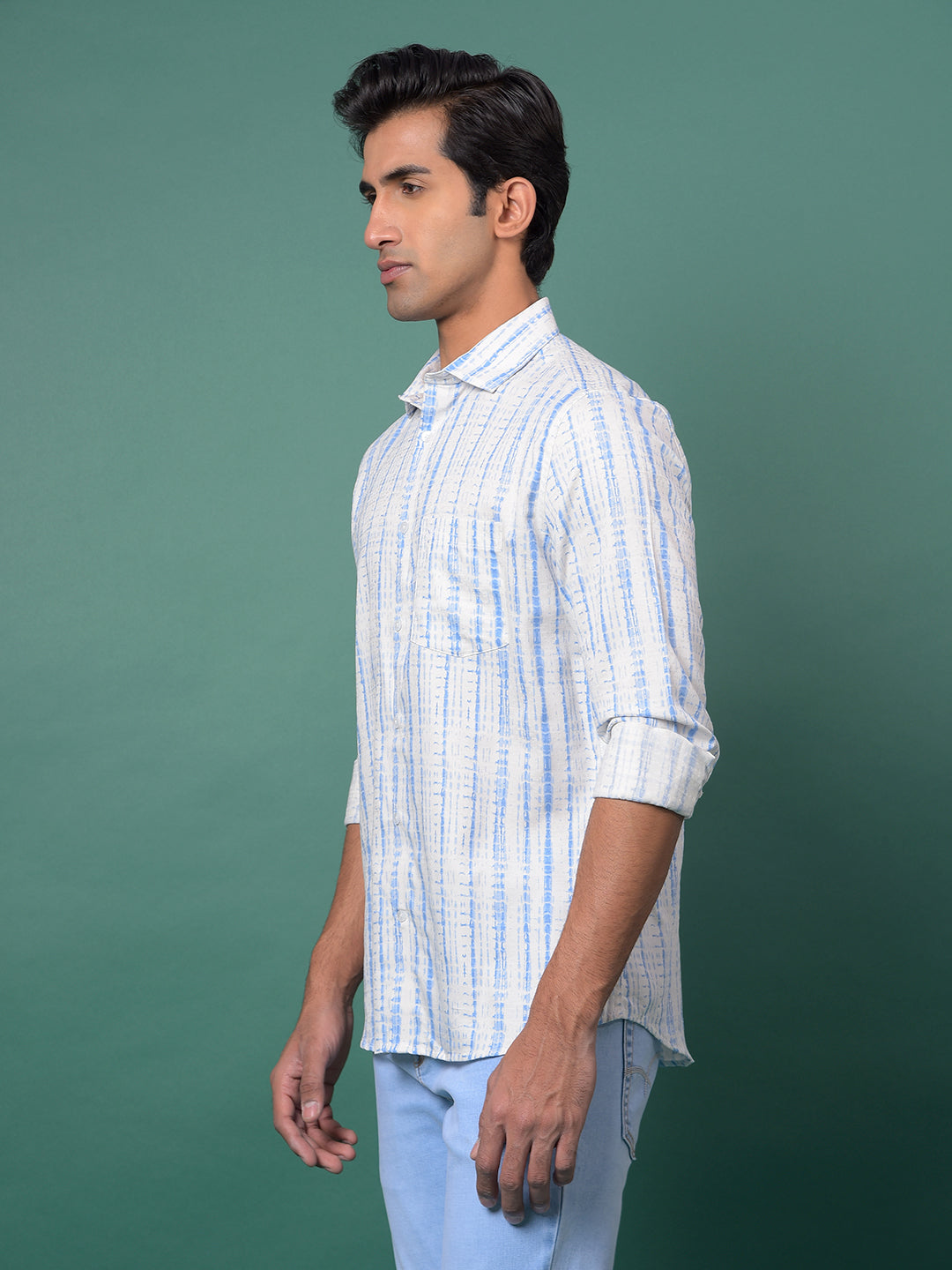 Blue Printed Shirt-Men Shirts-Crimsoune Club