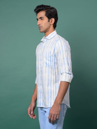 Blue Printed Shirt-Men Shirts-Crimsoune Club