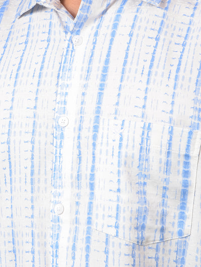 Blue Printed Shirt-Men Shirts-Crimsoune Club
