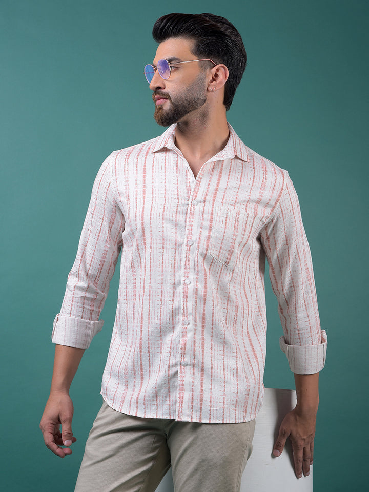 Peach Printed Shirt-Men Shirts-Crimsoune Club
