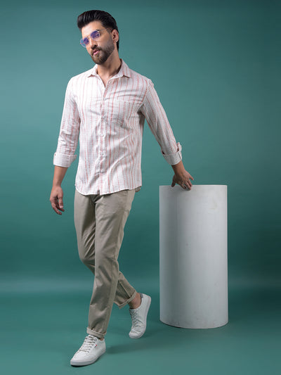 Peach Printed Shirt-Men Shirts-Crimsoune Club