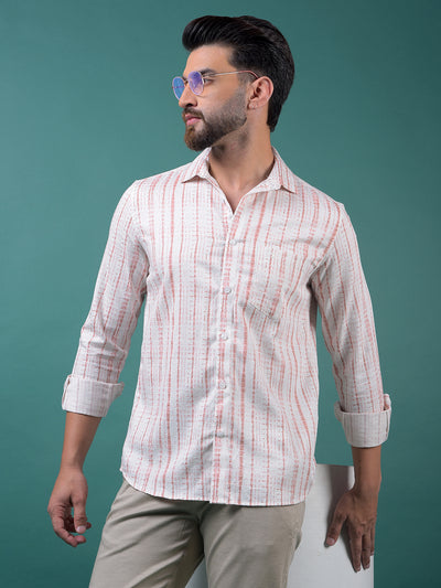 Peach Printed Shirt-Men Shirts-Crimsoune Club