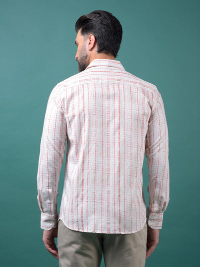 Peach Printed Shirt-Men Shirts-Crimsoune Club