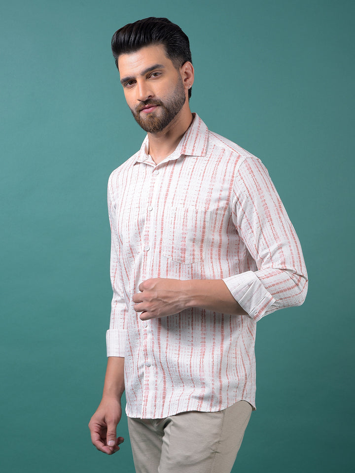 Peach Printed Shirt-Men Shirts-Crimsoune Club