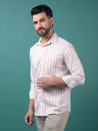 Peach Printed Shirt-Men Shirts-Crimsoune Club