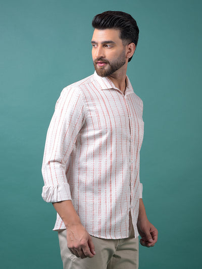 Peach Printed Shirt-Men Shirts-Crimsoune Club