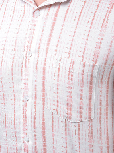 Peach Printed Shirt-Men Shirts-Crimsoune Club