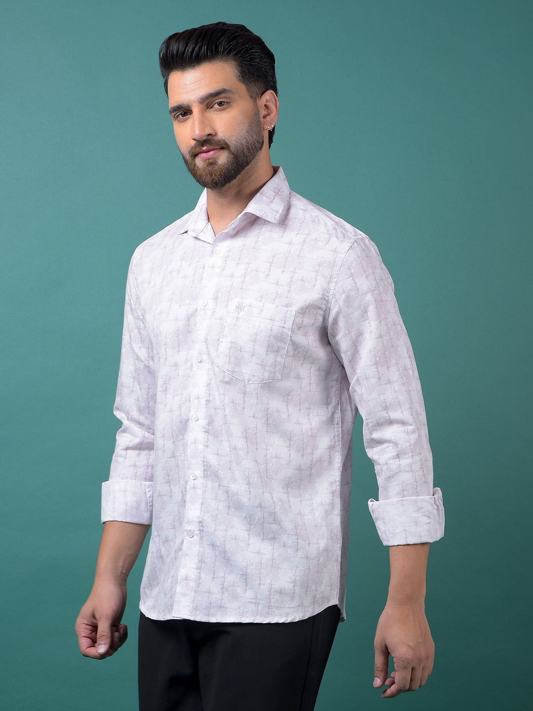 Pink Printed Shirt-Men Shirts-Crimsoune Club