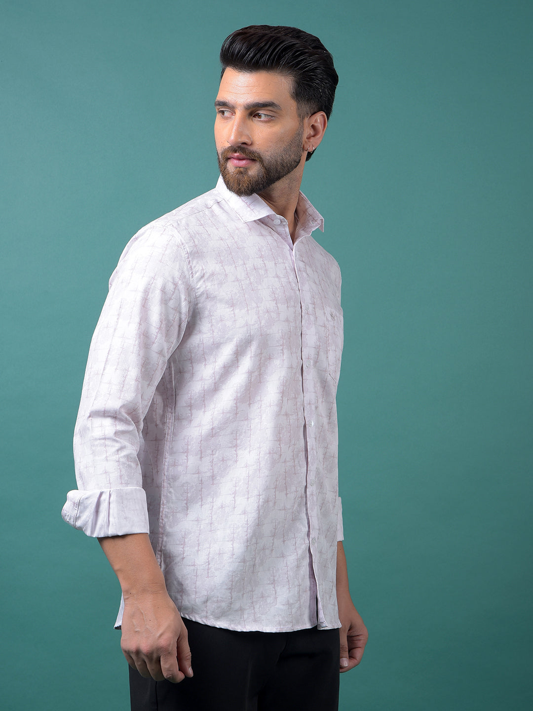 Pink Printed Shirt-Men Shirts-Crimsoune Club