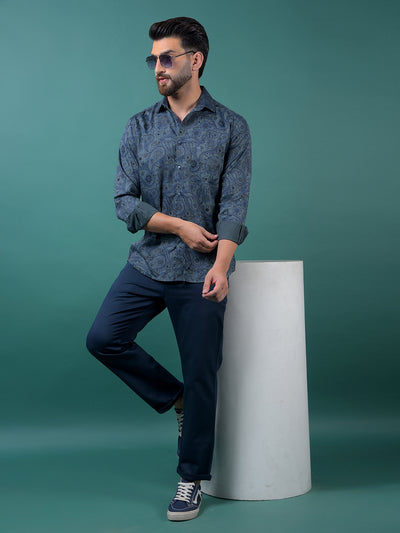 Green Floral Print Shirt-Men Shirts-Crimsoune Club