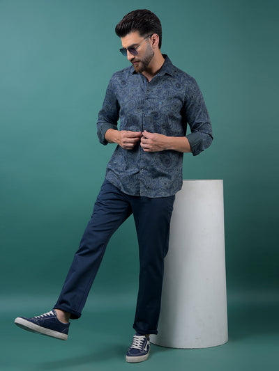 Green Floral Print Shirt-Men Shirts-Crimsoune Club