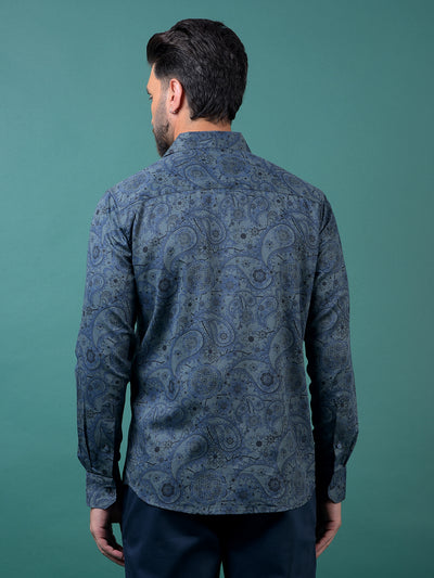 Green Floral Print Shirt-Men Shirts-Crimsoune Club