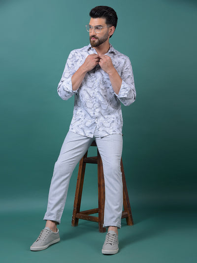 Grey Abstract Print Shirt-Men Shirts-Crimsoune Club