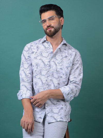 Grey Abstract Print Shirt-Men Shirts-Crimsoune Club