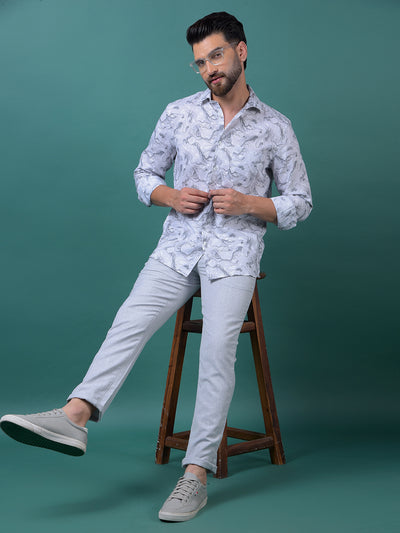 Grey Abstract Print Shirt-Men Shirts-Crimsoune Club