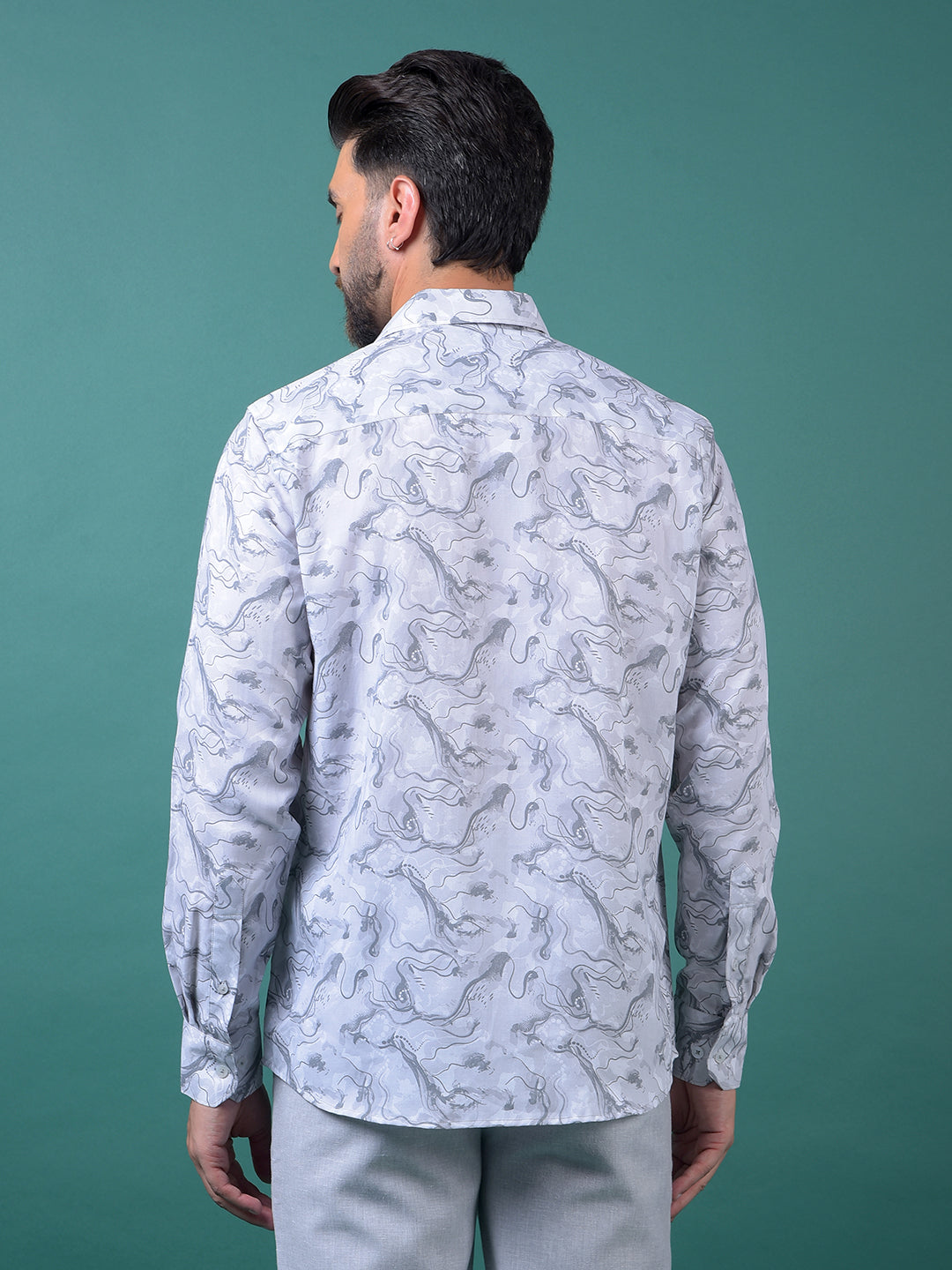 Grey Abstract Print Shirt-Men Shirts-Crimsoune Club