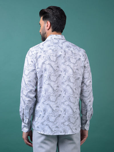 Grey Abstract Print Shirt-Men Shirts-Crimsoune Club