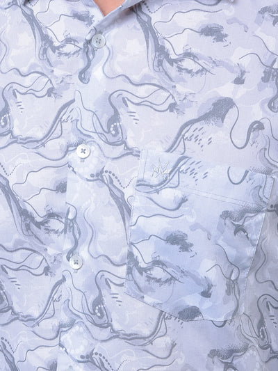 Grey Abstract Print Shirt-Men Shirts-Crimsoune Club