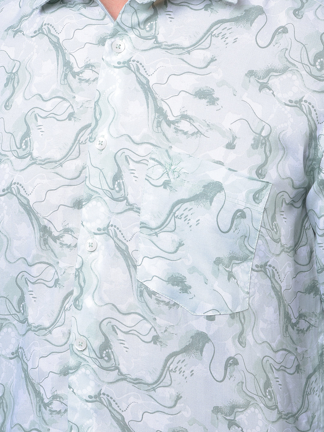 Green Abstract Print Shirt-Men Shirts-Crimsoune Club