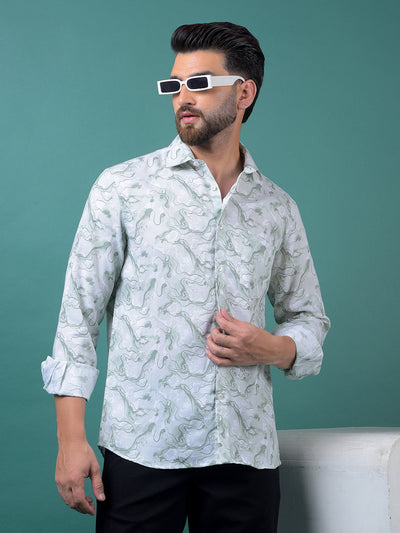 Green Abstract Print Shirt-Men Shirts-Crimsoune Club