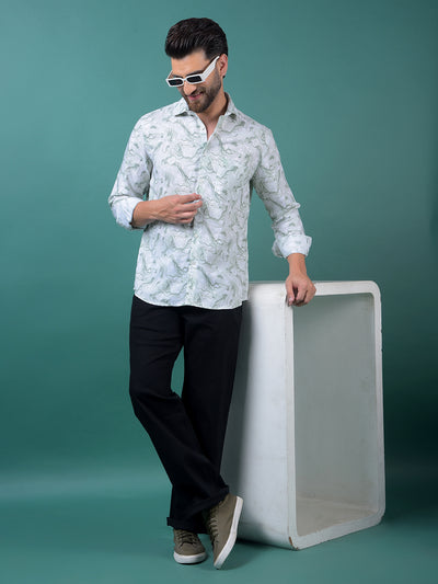 Green Abstract Print Shirt-Men Shirts-Crimsoune Club
