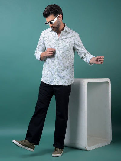 Green Abstract Print Shirt-Men Shirts-Crimsoune Club