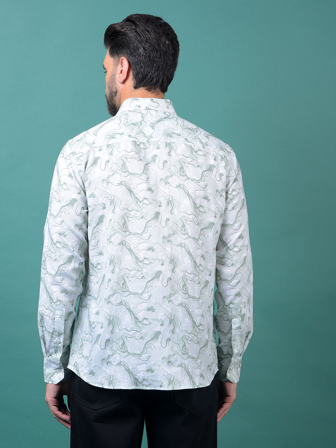 Green Abstract Print Shirt-Men Shirts-Crimsoune Club