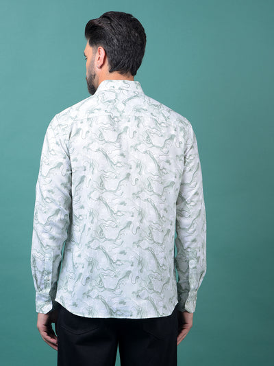 Green Abstract Print Shirt-Men Shirts-Crimsoune Club
