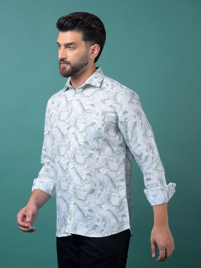 Green Abstract Print Shirt-Men Shirts-Crimsoune Club