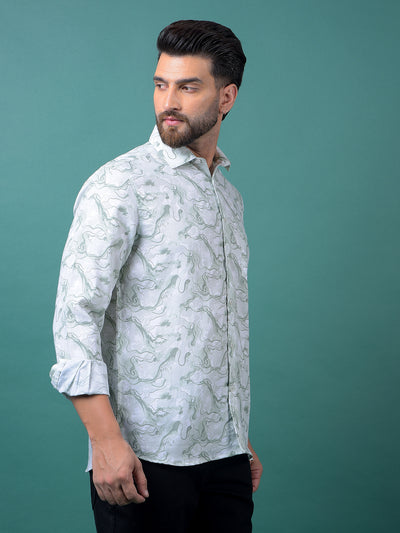 Green Abstract Print Shirt-Men Shirts-Crimsoune Club