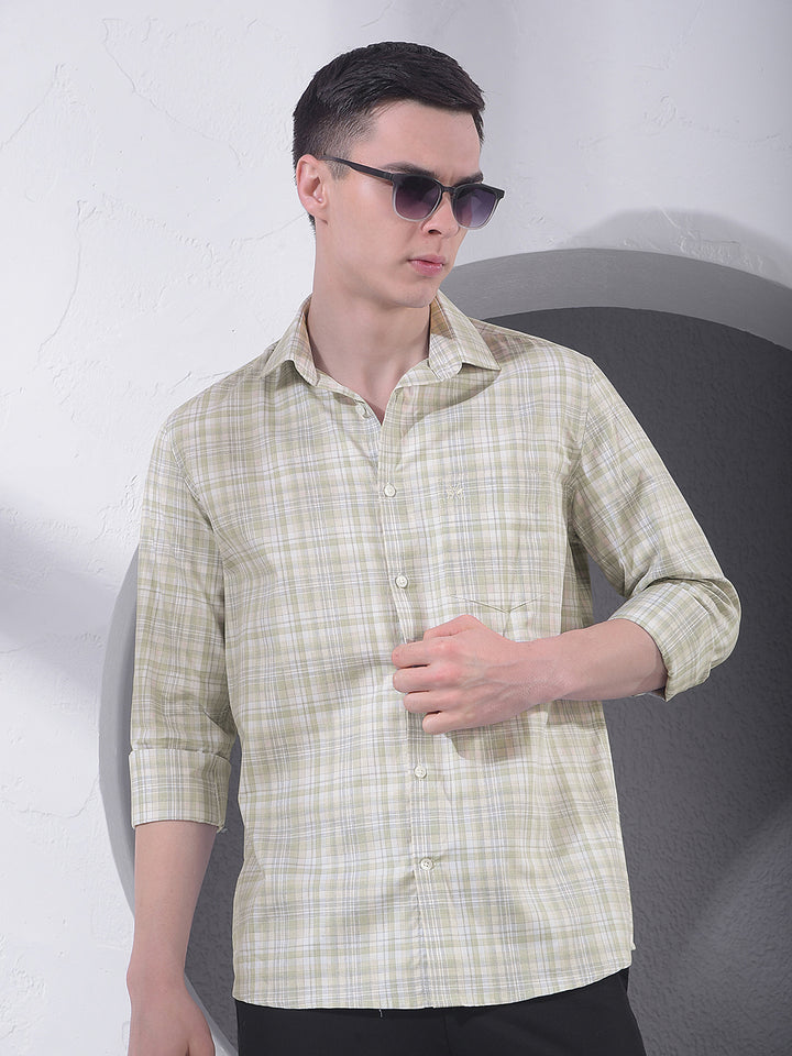 Green Checked 100% Cotton Shirt-Men Shirts-Crimsoune Club