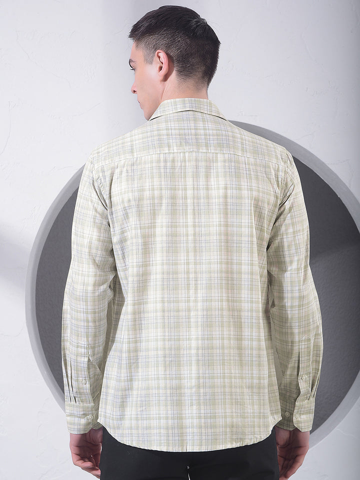 Green Checked 100% Cotton Shirt-Men Shirts-Crimsoune Club