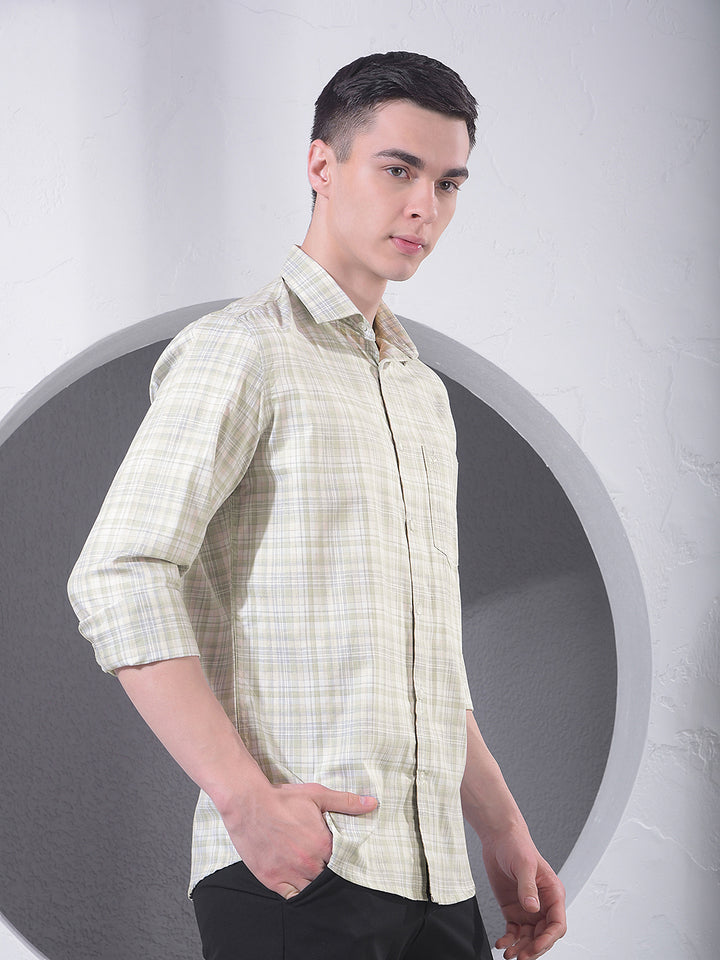 Green Checked 100% Cotton Shirt-Men Shirts-Crimsoune Club