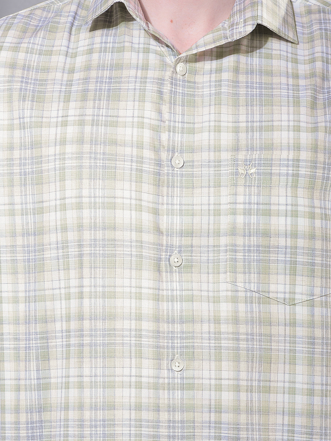 Green Checked 100% Cotton Shirt-Men Shirts-Crimsoune Club
