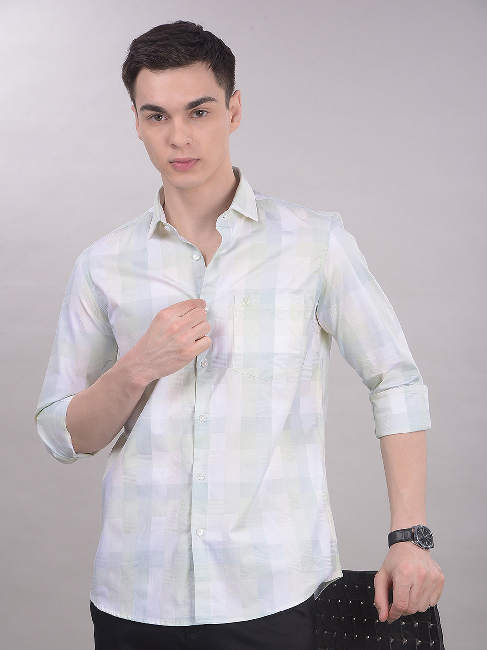 Green Printed 100% Cotton Shirt-Men Shirts-Crimsoune Club