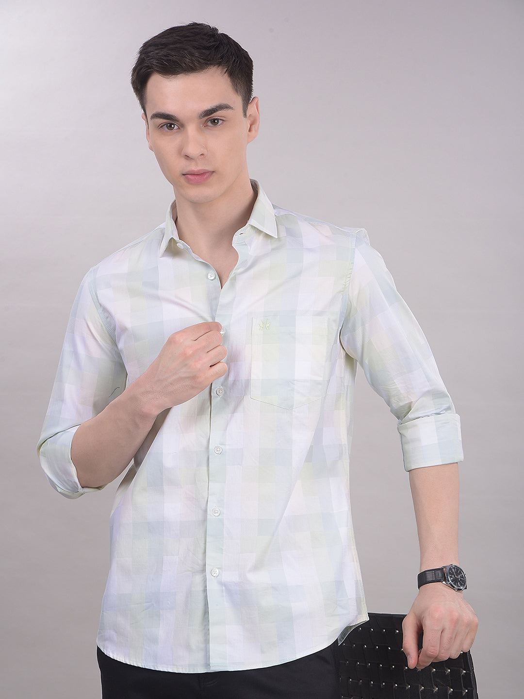 Green Printed 100% Cotton Shirt-Men Shirts-Crimsoune Club