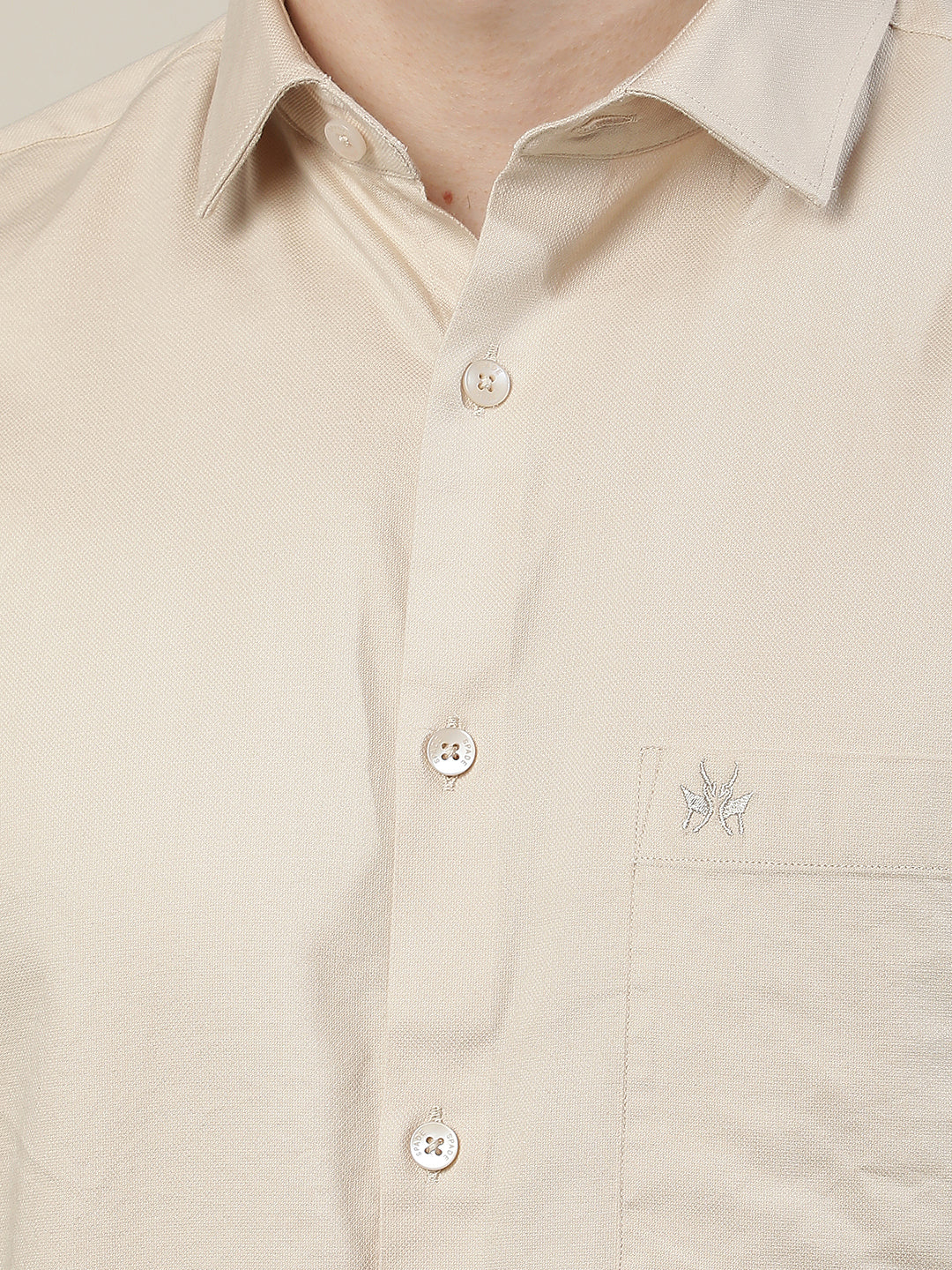 Neutral Beige Refined Casual Shirt-Men Shirts-Crimsoune Club