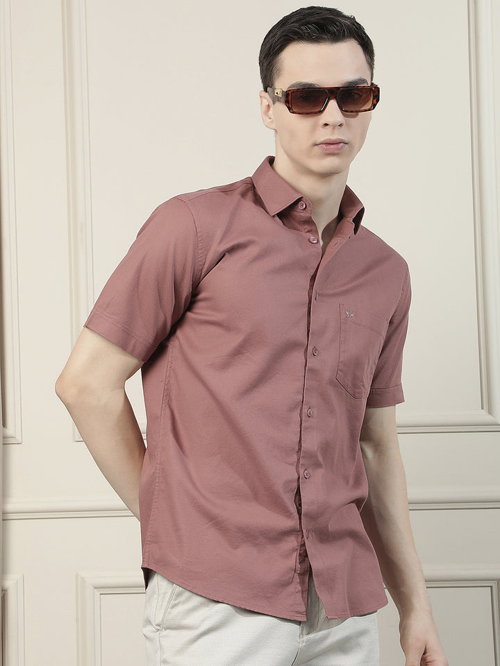 Mocha Brown Smart Casual Shirt-Men Shirts-Crimsoune Club