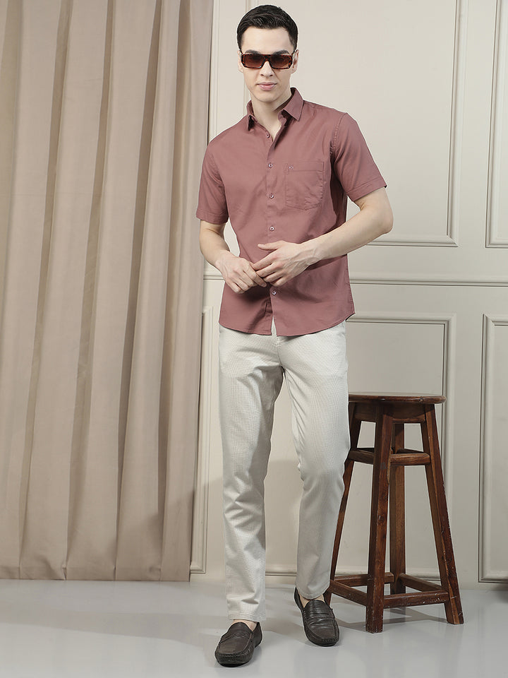 Mocha Brown Smart Casual Shirt-Men Shirts-Crimsoune Club