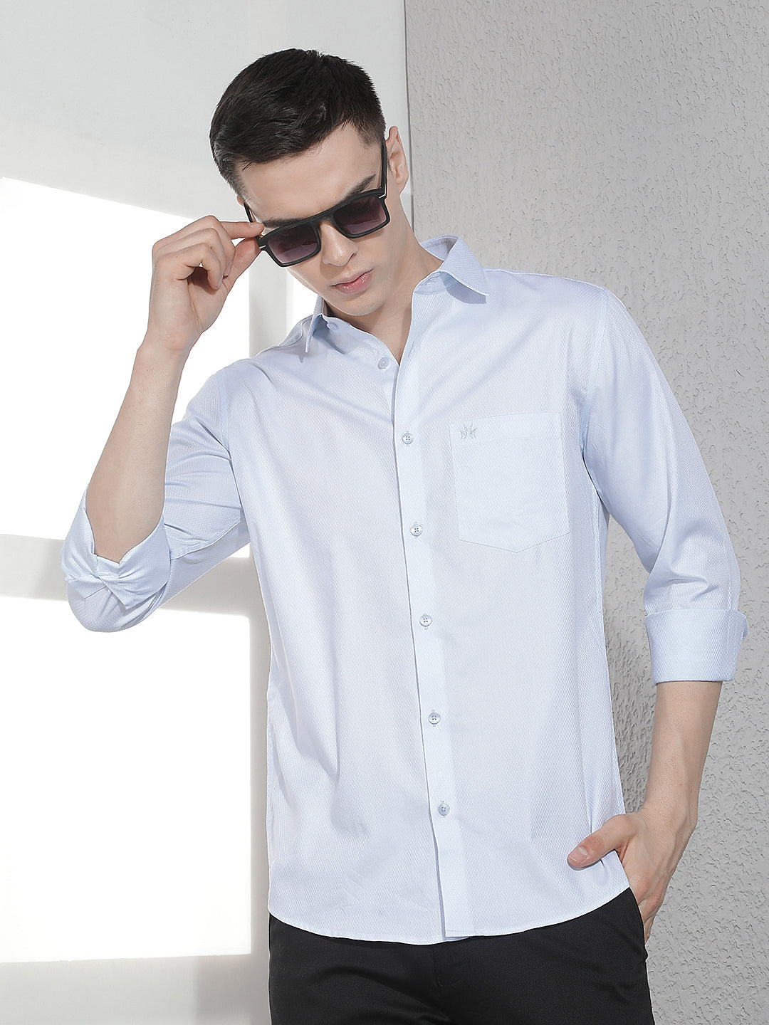 Blue 100% Cotton Shirt-Men Shirts-Crimsoune Club