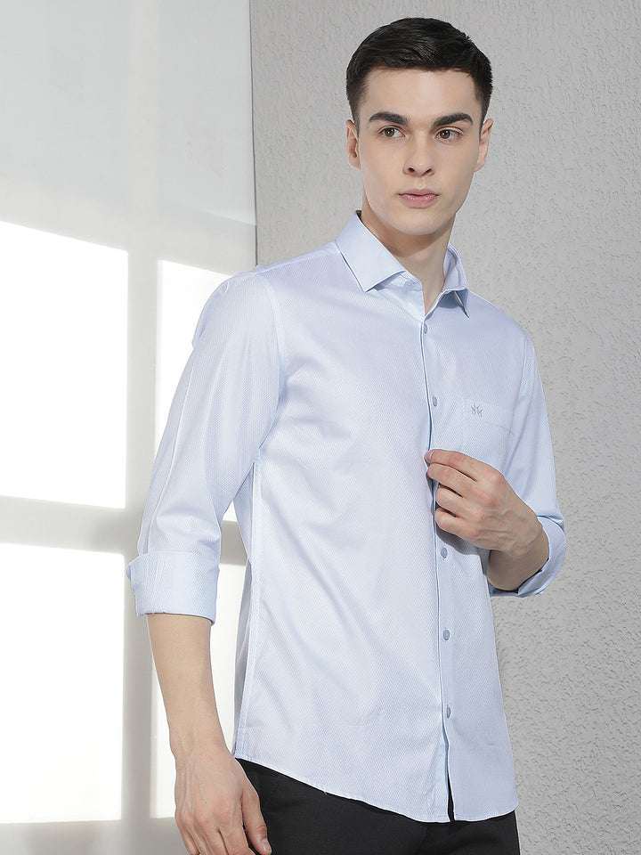 Blue 100% Cotton Shirt-Men Shirts-Crimsoune Club
