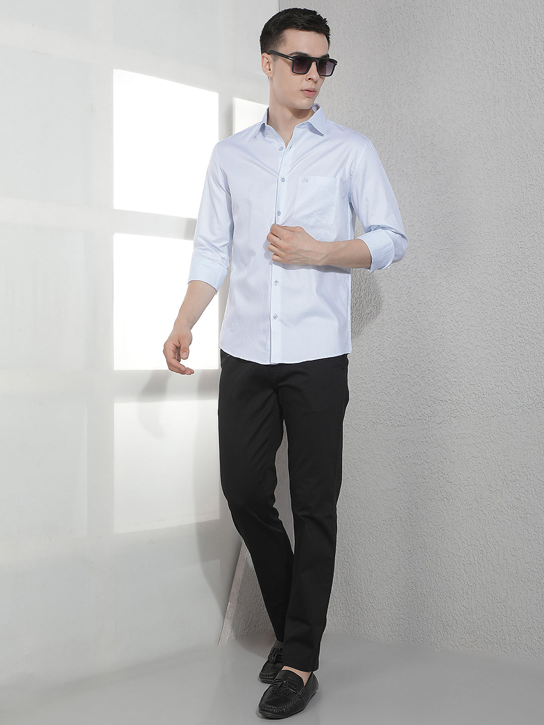 Blue 100% Cotton Shirt-Men Shirts-Crimsoune Club